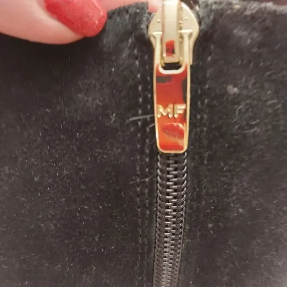 MARC FISHER Secrit Black Suede Studded  Medium Calf Tall Boots - Picture 12 of 15